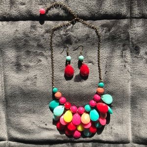 Colorful Chunky Bubble Necklace and Earrings
